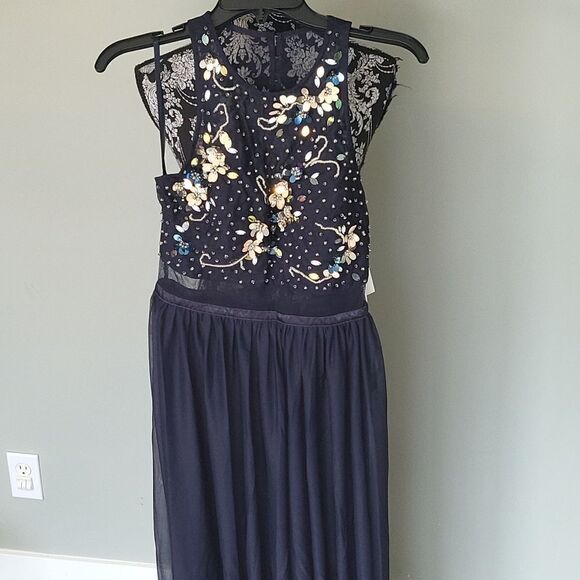 Sequin Hearts Sleeveless Embellished A-Line Gown-NAVY-7 - Picture 8 of 11